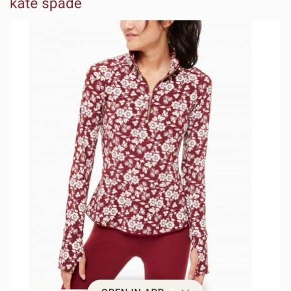 KATE SPADE red floral whimsy half-zip jacket XS